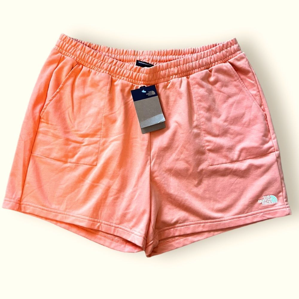 NWT The North Face Women's Simple Logo Fleece Shorts Relaxed Fit Dusty Coral XXL